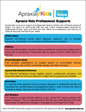 Apraxia Kids Professional Supports